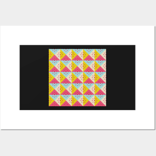 Funky Squares Blue Yellow Pink Posters and Art